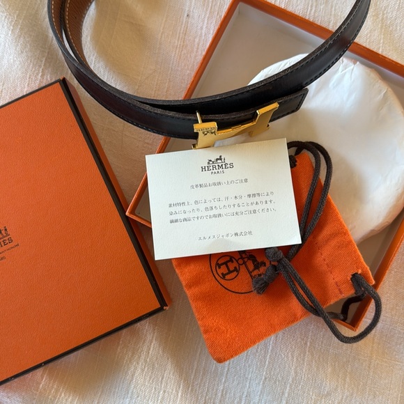 Hermès Black Belt with 24k plated gold buckle - Picture 7 of 9